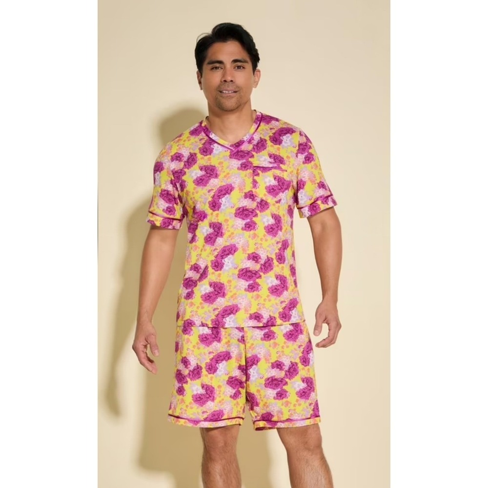 Cosabella Bella Mens Pajama Set Floral Burst Cape Fuchsia Short Sleeve Shorts